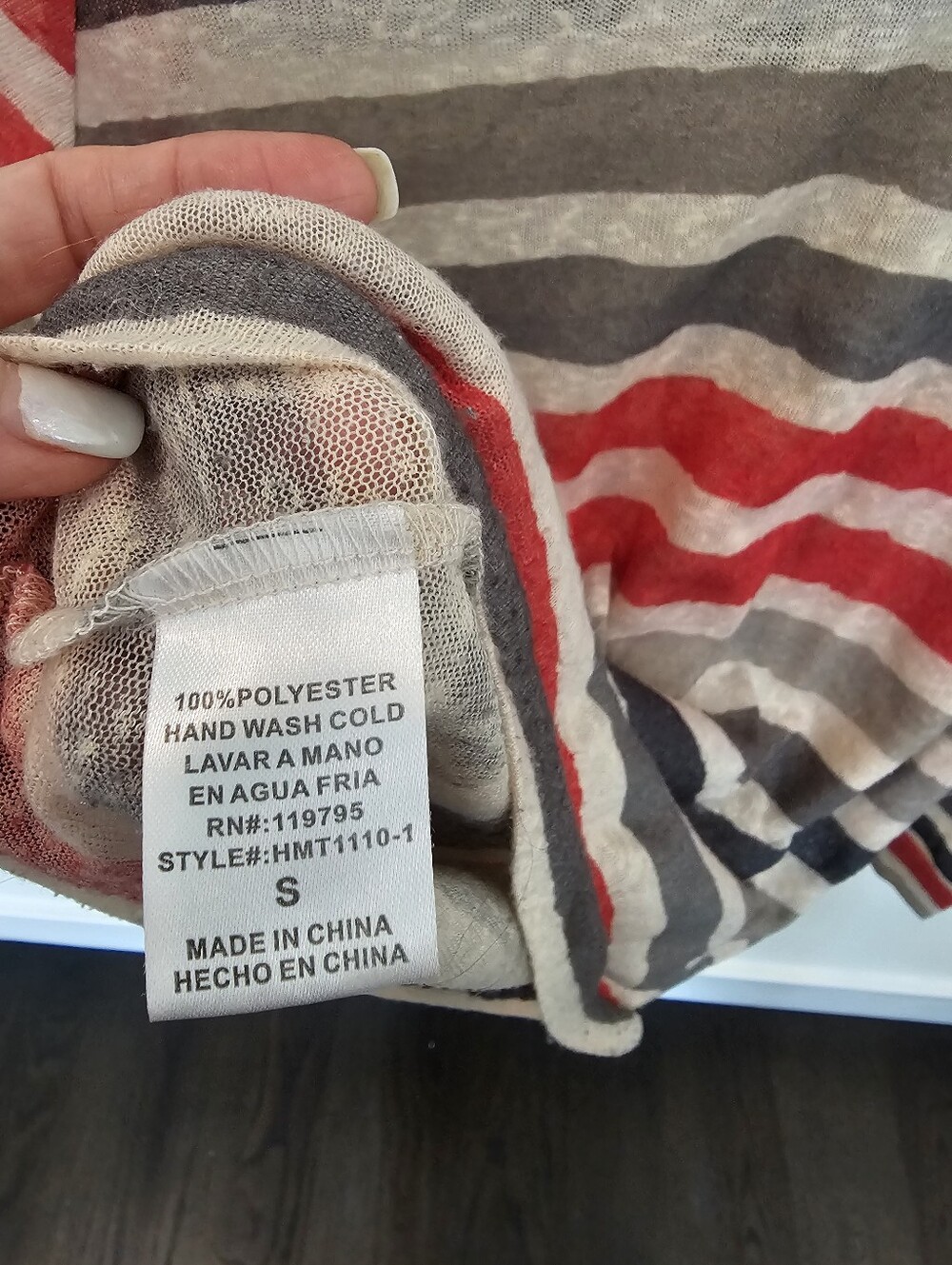 Forever 21 Coral Gray & Beige Stripe Top With Pocket Size Small - Picture 7 of 8